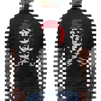 Pirate Skull Red Bandana Sword Costume Men's Back Print T-Shirt - Monsterry