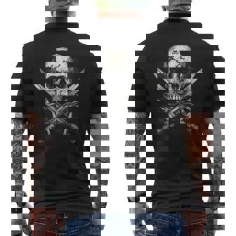 Pirate Sword Skull And Crossbones Skeleton Halloween Costume Men's Back Print T-Shirt - Monsterry