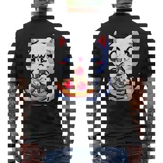 Pizza Cat Kawaii Anime Cute Japanese Kawaii Adorable Neko Men's Back Print T-Shirt - Monsterry