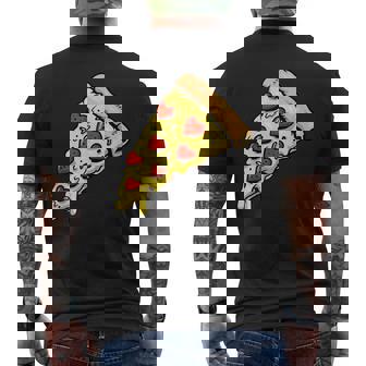 Pizza Lover HeartShaped Pepperoni Pizza Slice Foodie Men's Back Print T-Shirt - Monsterry