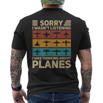 Plane Vintage Airplanes Retro Aviation Airplane Pilot Men's T-shirt Back Print - Thegiftio UK