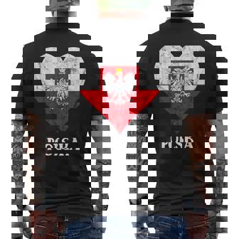 Polska Heart Poland Flag Polish Roots Poland Travel Men's Back Print T-Shirt - Monsterry