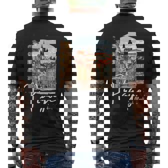 Prague Czech Republic Sketch Souvenir Prague Men's Back Print T-Shirt - Monsterry