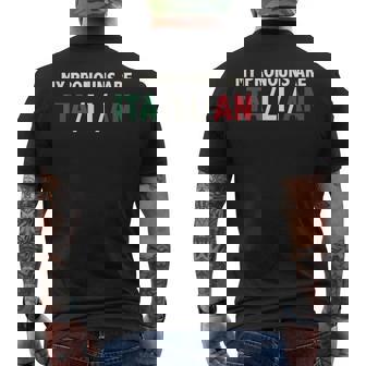 My Pronouns Italian Flag Of Italy Roots Italian Pride Men's Back Print T-Shirt - Monsterry
