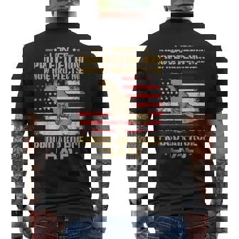 Now He Protects Me USAF Dad T-Shirt Proud Air Force Dad Men's Back Print T-Shirt - Monsterry