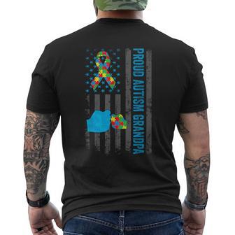Proud Autism Grandpa American Flag Autism Awareness Grandpa Men's T-shirt Back Print - Thegiftio UK
