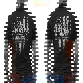 Proud Grandma Red Friday American Flag Heart Military Family Premium Men's Back Print T-Shirt - Monsterry