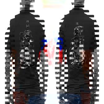 Proud Heritage Puerto Rico Flag Boxing Gloves Men's Back Print T-Shirt - Monsterry