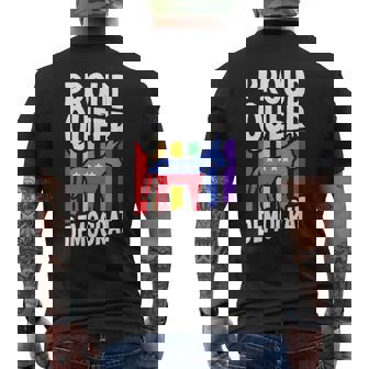 Proud Queer Democrat LGBTQ Gay Liberal Voter Political Men's Back Print T-Shirt - Monsterry