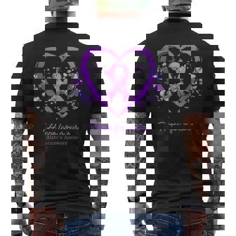 Purple Heart Butterfly Hope For A Cure Alzheimer's Awareness Men's Back Print T-Shirt - Monsterry