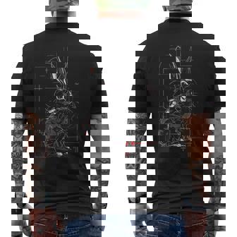 Rabbit Drawing Abstract Animal Art Geometric Graphic Hare Men's Back Print T-Shirt - Monsterry