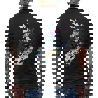 Rabbit Rabbit Skiing Skier Ski Winter Snow Men's Back Print T-Shirt - Monsterry