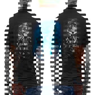 Raccon Howling At The Moon Wild Animal Racoon Lover Men's Back Print T-Shirt - Monsterry