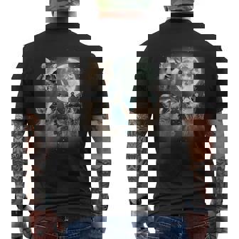 Raccoon 3 Racoons Howling At Moon Weird Meme Men's Back Print T-Shirt - Monsterry