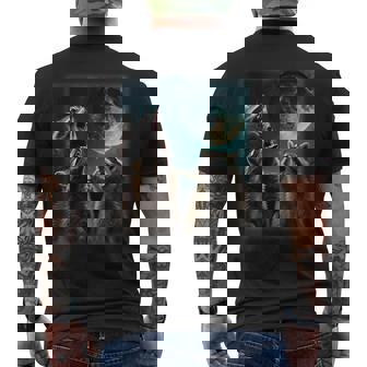 Raccoons Howling Moon Three Raccoons Howling Men's Back Print T-Shirt - Monsterry