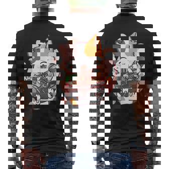 Ramen Cat Anime Kawaii Neko Japanese Men's Back Print T-Shirt - Monsterry