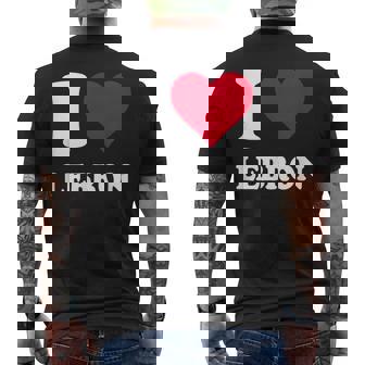 Red Heart I Love Lebron Men's T-shirt Back Print - Monsterry
