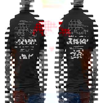Red Plaid Grandma Bear Xmas Family Christmas Pajamas Men's Back Print T-Shirt - Monsterry