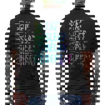 Relaxing On The Beach Eat Sleep Repeat Tank Top Men's Back Print T-Shirt - Monsterry