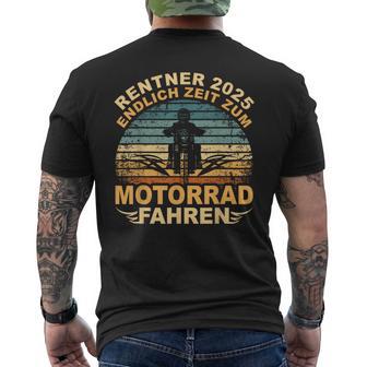 Rentner 2025 Motorrad Motorsport Motorradfahrer Rente T-Shirt mit Rückendruck - Geschenkecke