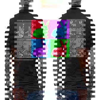 Repeating Colorful Art Mini Rex Rabbit Men's Back Print T-Shirt - Monsterry