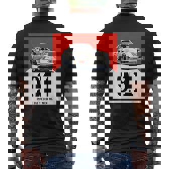 Retro 911 Red Vintage 964 Turbo Car Classic Automotive Track Men's T-shirt Back Print - Monsterry