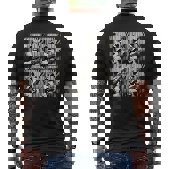 Retro Cat Playing Guitar Rock Vintage Cat Photobooth Men's Back Print T-Shirt - Monsterry