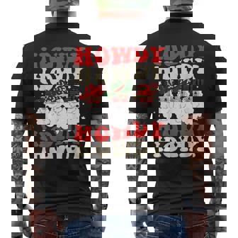 Retro Christmas Cowboy Santa Howdy Rodeo Western Xmas Men's Back Print T-Shirt - Monsterry