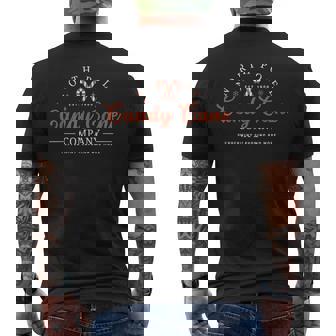 Retro Classic North Pole Candy Cane Company Merry Christmas Men's Back Print T-Shirt - Monsterry