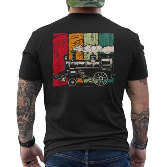 Retro Eisenbahn Lokführer Dampflok Modelleisenbahn T-Shirt mit Rückendruck - Geschenkecke