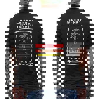 Retro Freeport Bahamas Palm Tree Colorful Sunset Novelty Art Men's Back Print T-Shirt - Monsterry