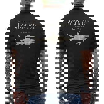 Retro Montauk NY Shark T-Shirt Men's Back Print T-Shirt - Monsterry