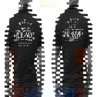 Retro North Pole Milk And Cookie Co Est 1802 Christmas Men's Back Print T-Shirt - Monsterry