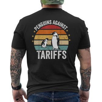 Retro Penguins Against Tariffs Anti Tariffs Penguins Men's T-shirt Back Print - Thegiftio UK