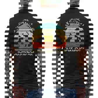Retro Pet Dog Duck Lover Easily Distracted By Dogs & Ducks Men's Back Print T-Shirt - Monsterry