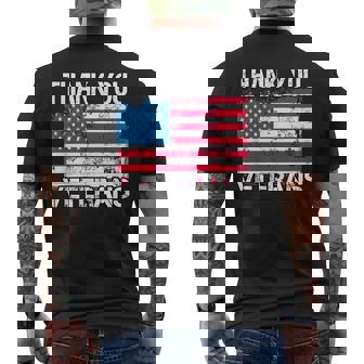 Retro US Flag Military Vet Appreciation Thank You Veterans Men's Back Print T-Shirt - Monsterry