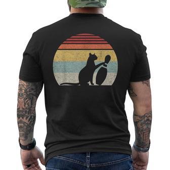Retro Vintage Cat Bowling Team Men's T-shirt Back Print - Thegiftio UK