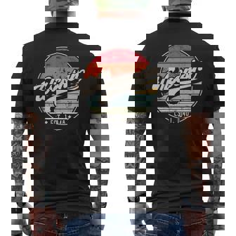 Retro Wisconsin Home State WI Cool 70s Style Sunset Men's Back Print T-Shirt - Monsterry