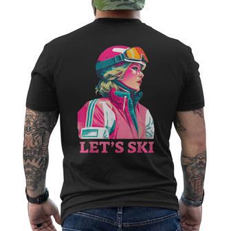 Retrointage Ski 80Er 90Er Jahre Skifahren Outfit Herren Damen T-Shirt mit Rückendruck - Geschenkecke