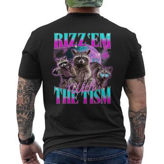 Rizz Em With The Tism Retrointage Raccoon Meme T-Shirt mit Rückendruck - Geschenkecke