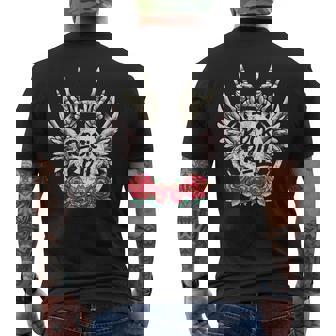 Lets Rock Rock & Roll Esqueleto Mano Retrointage Rock Concierto Camiseta Hombre Estampado Espalda - Regaloses