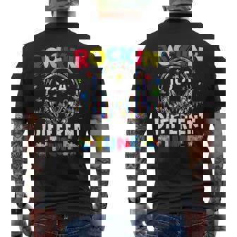 Rockin' To A Different Tune Autistic Autism Gamer Boys Men's T-shirt Back Print | Mazezy