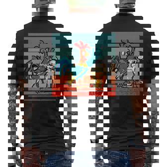 Rooster Beer Tap Pouring Beer Colorful Rooster Bar Scene Premium Men's Back Print T-Shirt - Monsterry
