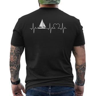 Sailing Boat Heartbeat Sailing Ecg Catamaran Skipper Sailer T-Shirt mit Rückendruck - Geschenkecke