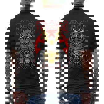 Samurai Armor Samurai Mask Men's Back Print T-Shirt - Monsterry