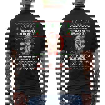 Santa Claus Weightlifting Christmas Fitness Gym Xmas Men Men's Back Print T-Shirt - Monsterry
