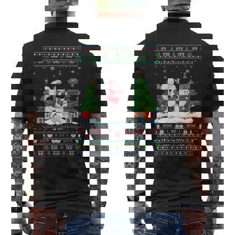 Santa Riding Persian Cat Tree Lights Ugly Christmas Sweater Men's Back Print T-Shirt - Monsterry