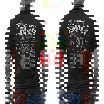 Santa's Favorite Ho Xmas Light Santa Hat Christmas Men's Back Print T-Shirt - Monsterry