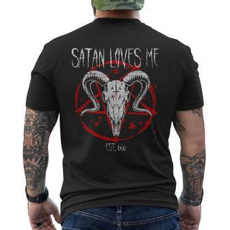 Satanist Baphomet 666 Satanism Satan Loves Me T-Shirt mit Rückendruck - Geschenkecke