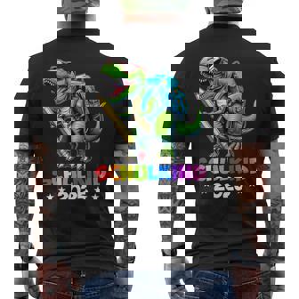 Schulkind 2025 Dino T Rex Jungen Dinosaurier Einschulung T-Shirt mit Rückendruck - Geschenkecke